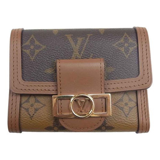 LOUIS VUITTON ルイ・ヴィトン M68725 ポルトフォイユ ドーフィーヌ モノグラム リバース コンパクトウォレット 3つ折り 財布 ブラウン系【中古】