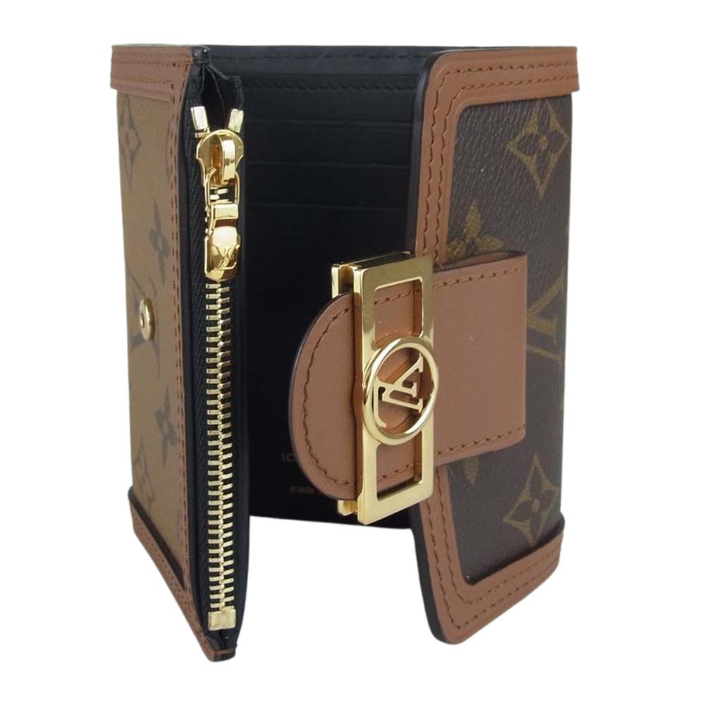 LOUIS VUITTON ルイ・ヴィトン M68725 ポルトフォイユ ドーフィーヌ モノグラム リバース コンパクトウォレット 3つ折り 財布 ブラウン系【中古】