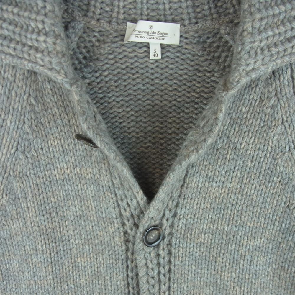 Ermenegildo Zegna エルメネジルドゼニア ピュアカシミヤ100% メランジ ローゲージ ニット カーディガン イタリア製 グレー系 S 48【中古】