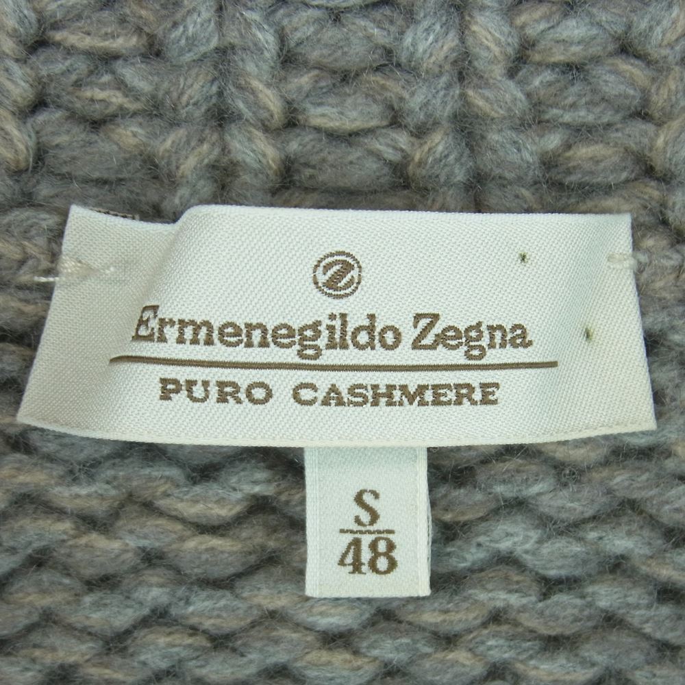 Ermenegildo Zegna エルメネジルドゼニア ピュアカシミヤ100% メランジ ローゲージ ニット カーディガン イタリア製 グレー系 S 48【中古】