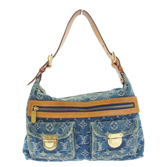LOUIS VUITTON ルイ・ヴィトン M95049 モノグラムデニム バギーPM ショルダー バッグ  ブルー系 ライトブラウン系【中古】