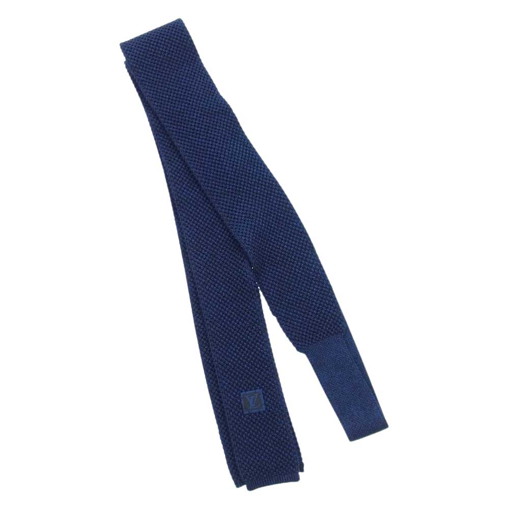 LOUIS VUITTON ルイ・ヴィトン イタリア製 シルク100％ ニットタイ ネクタイ ダークネイビー系【中古】