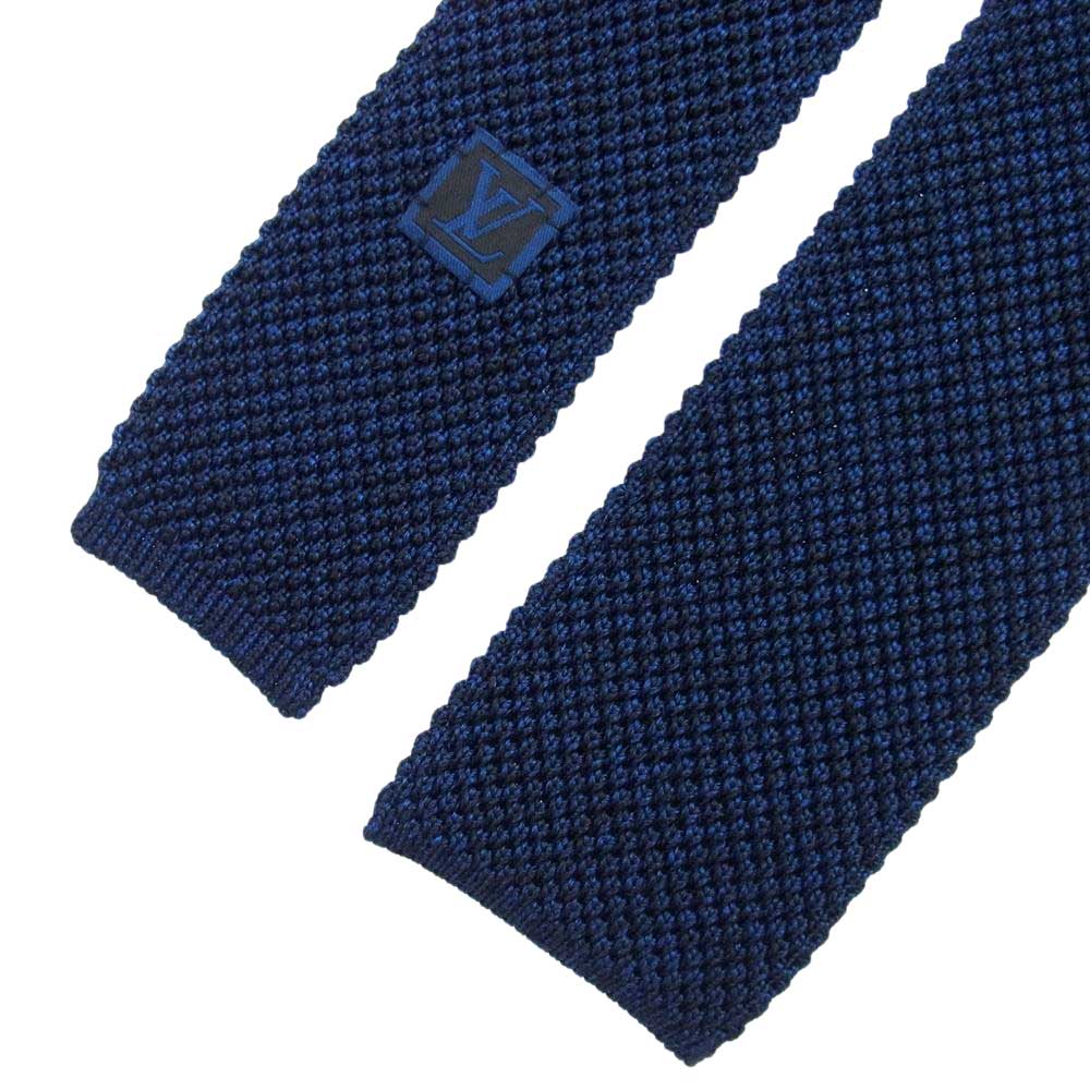 LOUIS VUITTON ルイ・ヴィトン イタリア製 シルク100％ ニットタイ ネクタイ ダークネイビー系【中古】