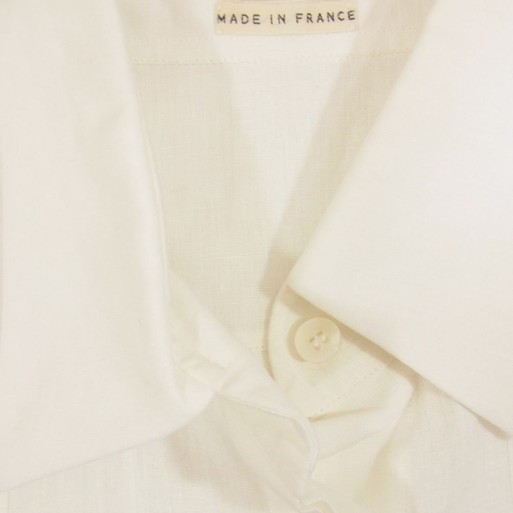 HERMES エルメス 国内正規品 マルジェラ期 スタータグ 比翼タックストライプ リネン ノースリーブ ブラウス ホワイト系 38【中古】