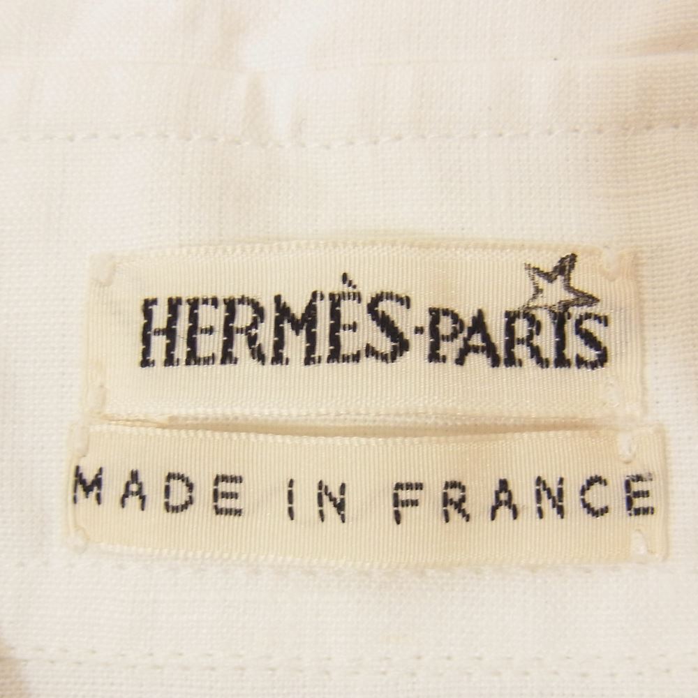 HERMES エルメス 国内正規品 マルジェラ期 スタータグ 比翼タックストライプ リネン ノースリーブ ブラウス ホワイト系 38【中古】