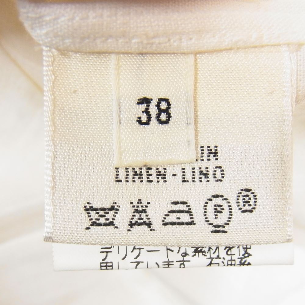 HERMES エルメス 国内正規品 マルジェラ期 スタータグ 比翼タックストライプ リネン ノースリーブ ブラウス ホワイト系 38【中古】