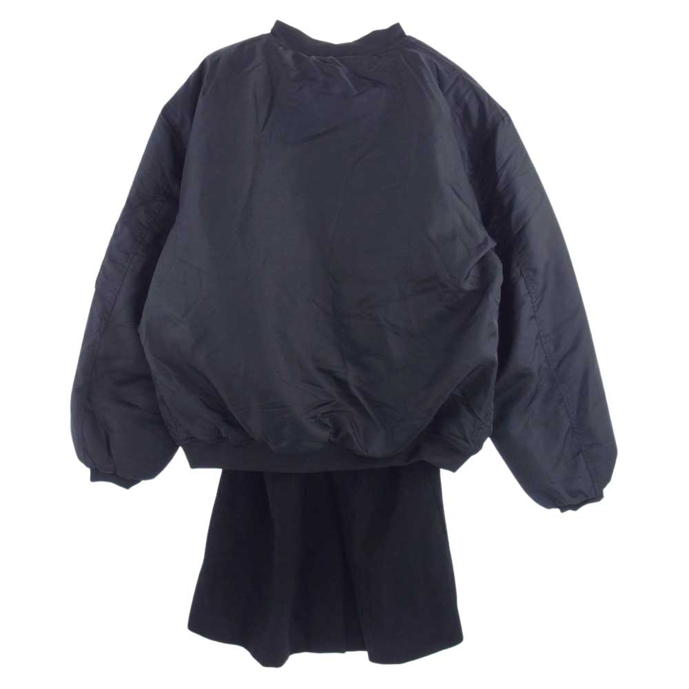 RAF SIMONS ラフシモンズ ジャケット 20AW 202-620 NYLON PATCHED BOMBER WOOL ワッペン パッチ付き レイヤード ドッキング ブルゾン ボンバージャケット ブラック系【中古】 RAF SIMONS ラフシモンズ 20AW 202-620 NYLON PATCHED BOMBER WOOL