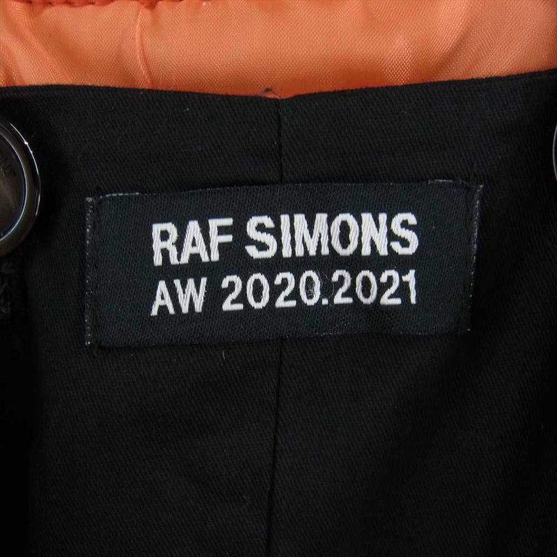 RAF SIMONS ラフシモンズ 20AW 202-620 NYLON PATCHED BOMBER WOOL ワッペン パッチ付き レイヤード ドッキング ブルゾン ボンバージャケット ブラック系【中古】