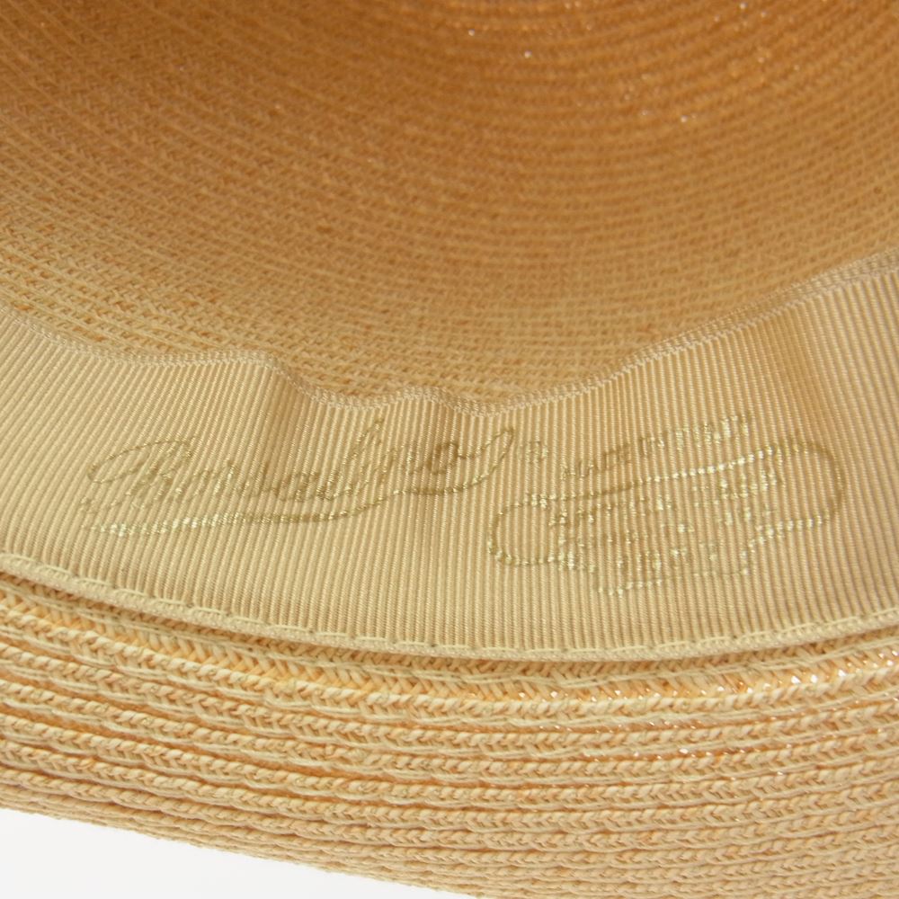 ボルサリーノ 140327 イタリア製 中折れ ストロー ハット 麦わら帽子 イエロー系 59cm【中古】