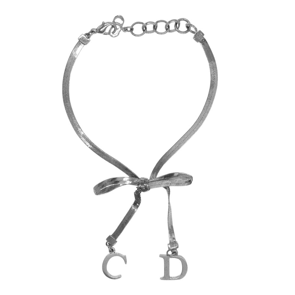 Christian Dior クリスチャンディオール CD ロゴ リボン オールド ブレスレット  シルバー系【中古】