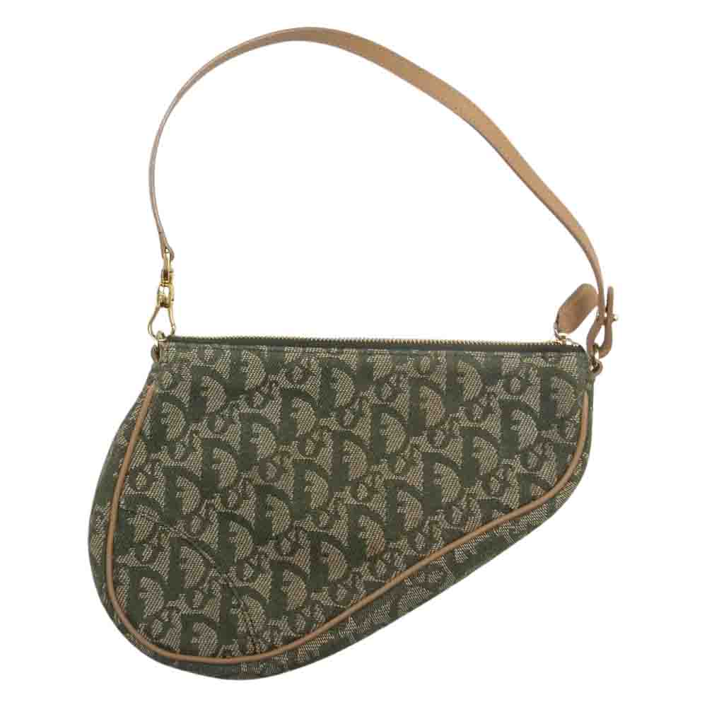 Christian Dior クリスチャンディオール MC0071 トロッター サドルバッグ ハンドバッグ ショルダー ポーチ  カーキ系【中古】