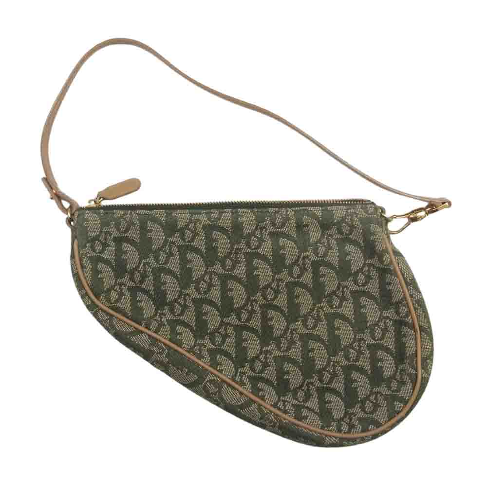 Christian Dior クリスチャンディオール MC0071 トロッター サドルバッグ ハンドバッグ ショルダー ポーチ  カーキ系【中古】