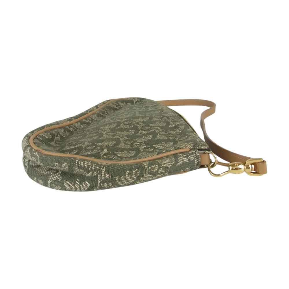 Christian Dior クリスチャンディオール MC0071 トロッター サドルバッグ ハンドバッグ ショルダー ポーチ  カーキ系【中古】