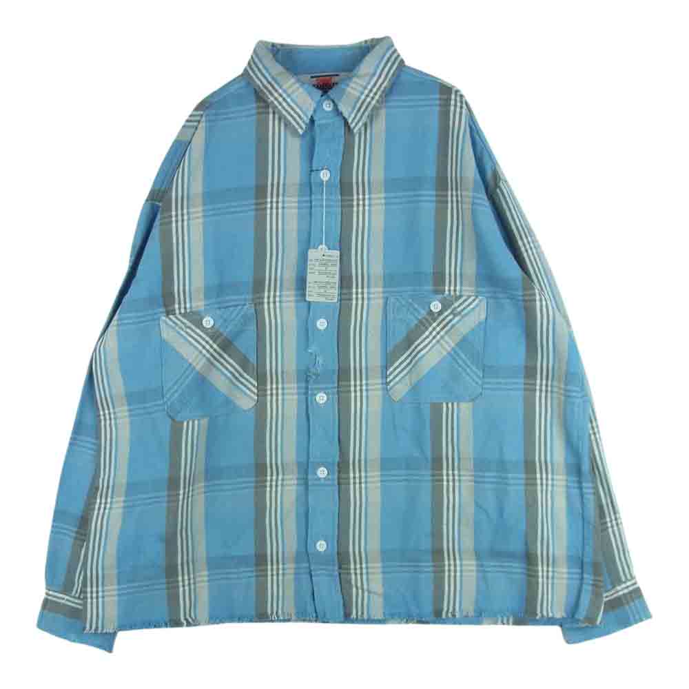 セントマイケル 23SS SM-S23-0000-040 CHECK FRANNEL SHIRT チェック フランネル 長袖 シャツ ライトブルー系 グレー系 M【新古品】【未使用】【中古】