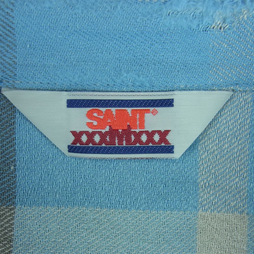 セントマイケル 23SS SM-S23-0000-040 CHECK FRANNEL SHIRT チェック フランネル 長袖 シャツ ライトブルー系 グレー系 M【新古品】【未使用】【中古】