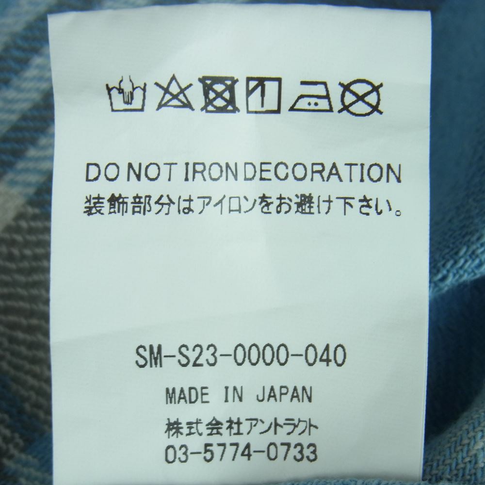 セントマイケル 23SS SM-S23-0000-040 CHECK FRANNEL SHIRT チェック フランネル 長袖 シャツ ライトブルー系 グレー系 M【新古品】【未使用】【中古】