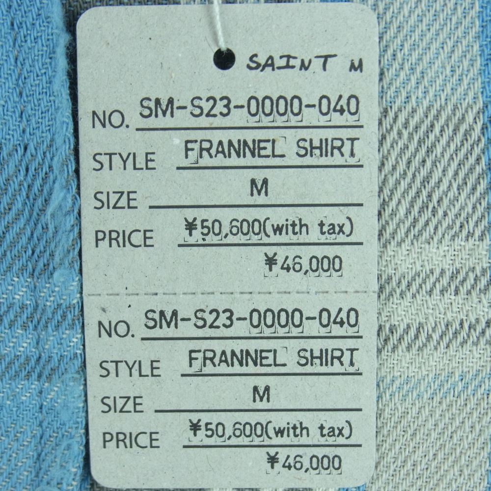 セントマイケル 23SS SM-S23-0000-040 CHECK FRANNEL SHIRT チェック フランネル 長袖 シャツ ライトブルー系 グレー系 M【新古品】【未使用】【中古】