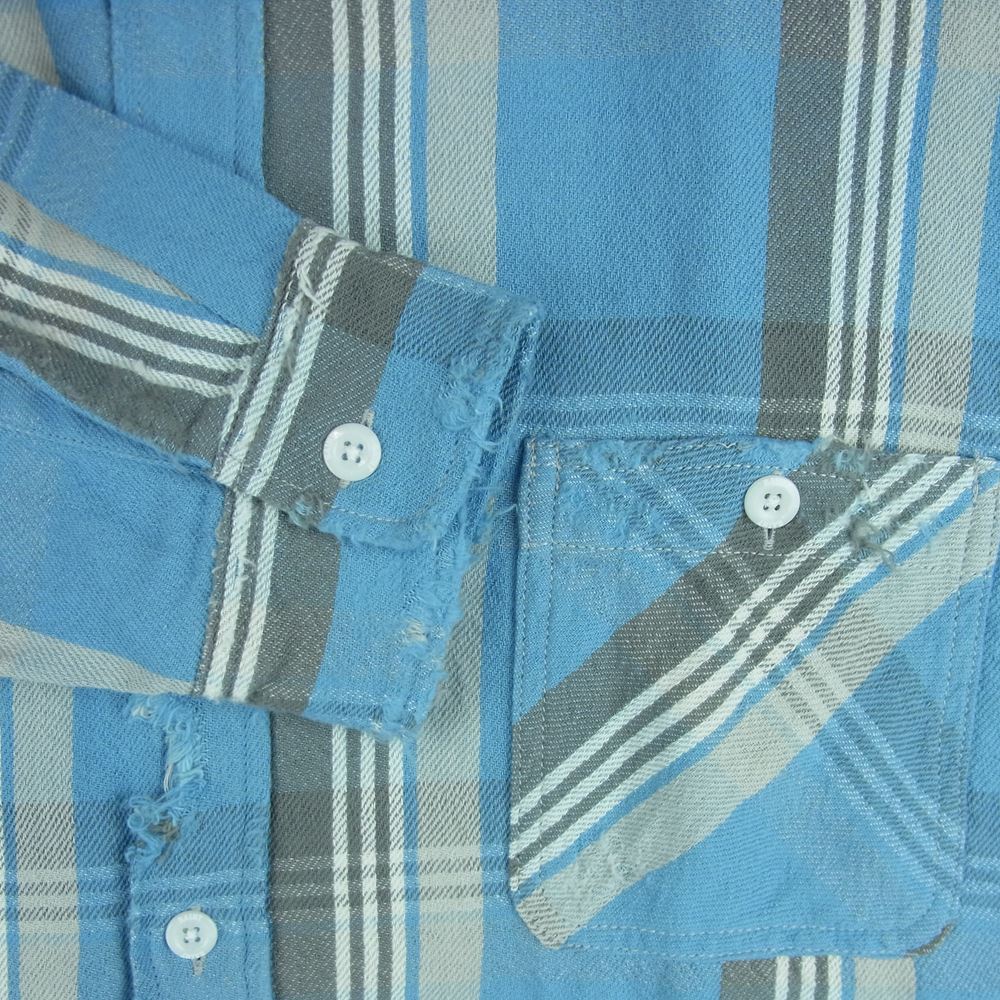 セントマイケル 23SS SM-S23-0000-040 CHECK FRANNEL SHIRT チェック フランネル 長袖 シャツ ライトブルー系 グレー系 M【新古品】【未使用】【中古】