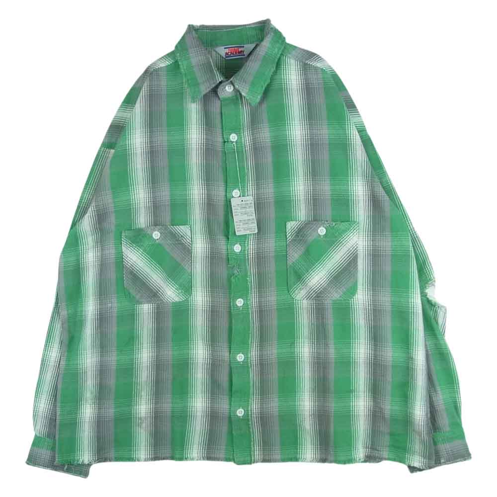 セントマイケル 23SS SM-S23-0000-088 シャーマーアカデミー CHECK FRANNEL SHIRT チェック フランネル 長袖 シャツ ライトグリーン系 グレー系 L【新古品】【未使用】【中古】