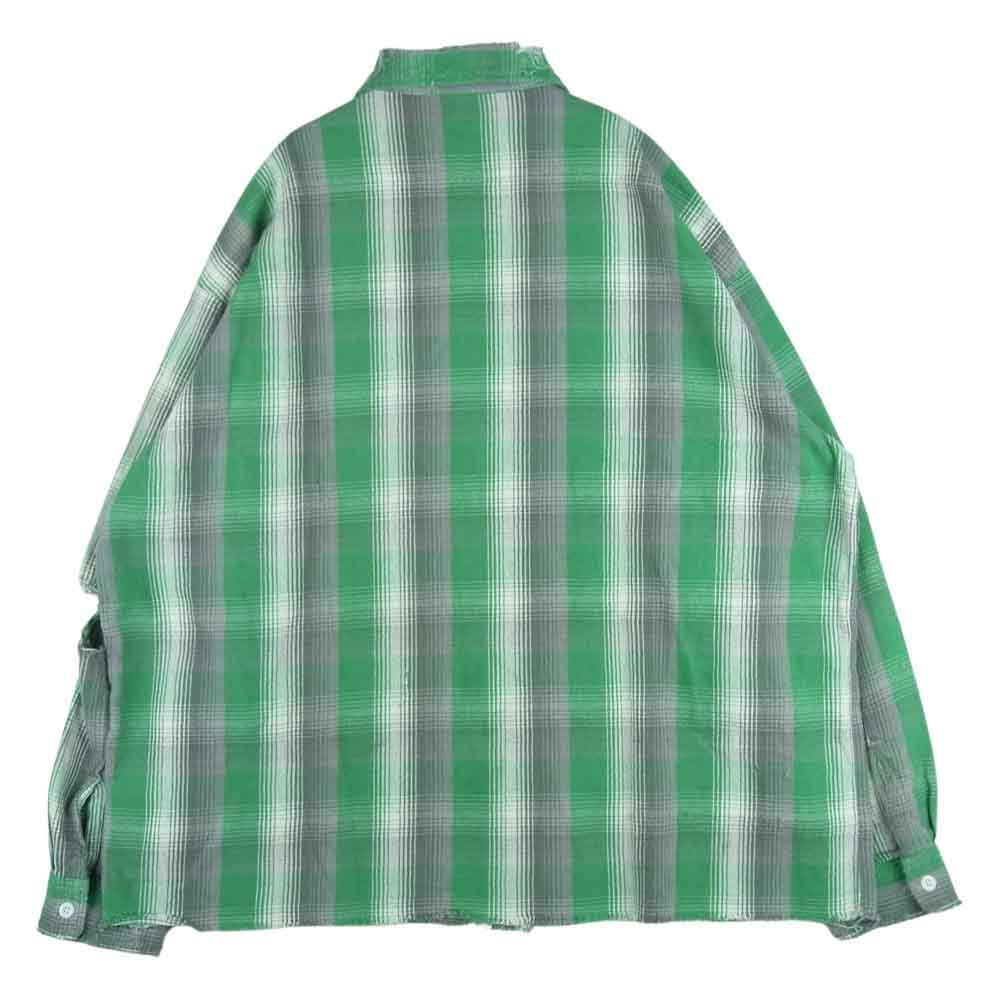 セントマイケル 23SS SM-S23-0000-088 シャーマーアカデミー CHECK FRANNEL SHIRT チェック フランネル 長袖 シャツ ライトグリーン系 グレー系 L【新古品】【未使用】【中古】