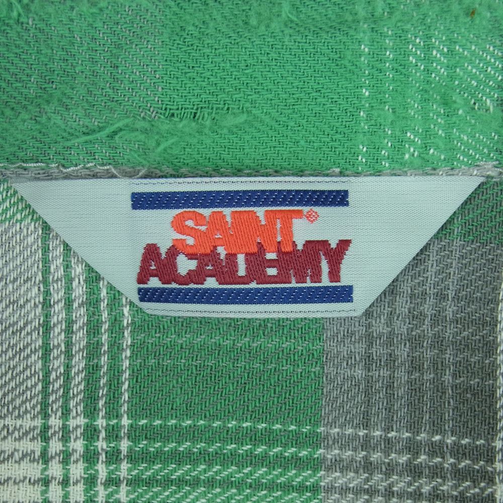 セントマイケル 23SS SM-S23-0000-088 シャーマーアカデミー CHECK FRANNEL SHIRT チェック フランネル 長袖 シャツ ライトグリーン系 グレー系 L【新古品】【未使用】【中古】