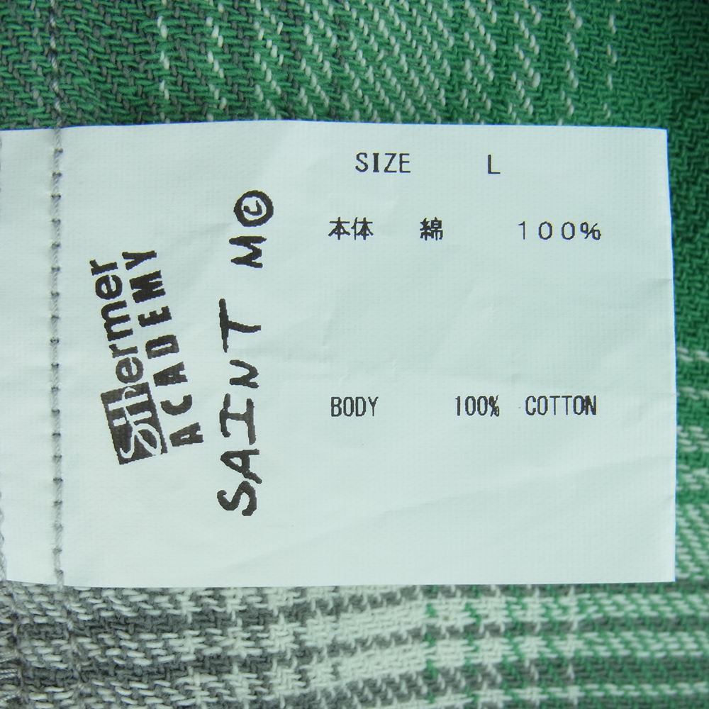 セントマイケル 23SS SM-S23-0000-088 シャーマーアカデミー CHECK FRANNEL SHIRT チェック フランネル 長袖 シャツ ライトグリーン系 グレー系 L【新古品】【未使用】【中古】