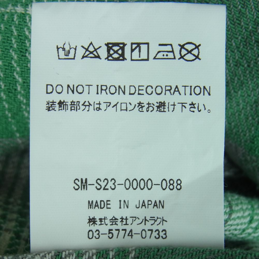 セントマイケル 23SS SM-S23-0000-088 シャーマーアカデミー CHECK FRANNEL SHIRT チェック フランネル 長袖 シャツ ライトグリーン系 グレー系 L【新古品】【未使用】【中古】