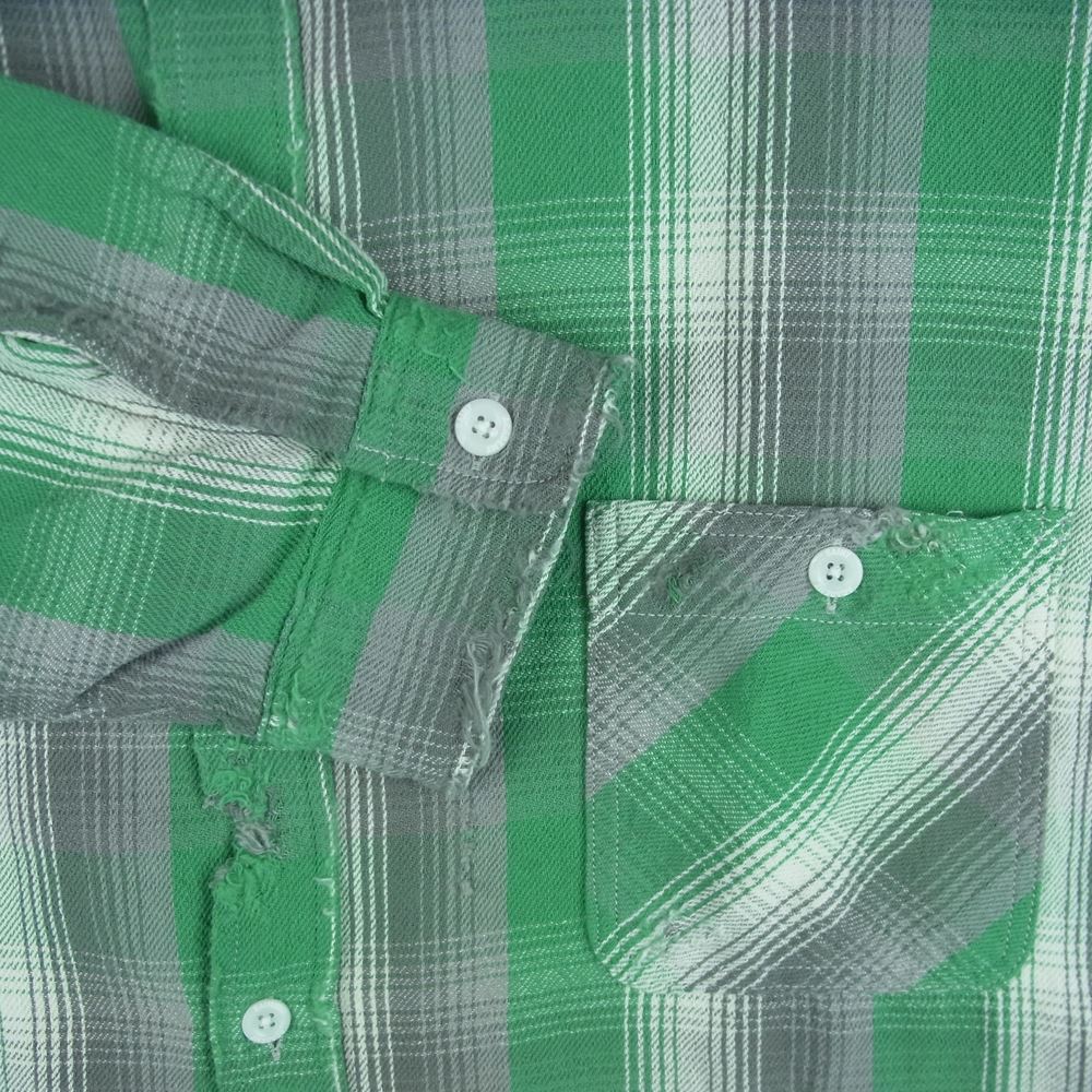 セントマイケル 23SS SM-S23-0000-088 シャーマーアカデミー CHECK FRANNEL SHIRT チェック フランネル 長袖 シャツ ライトグリーン系 グレー系 L【新古品】【未使用】【中古】