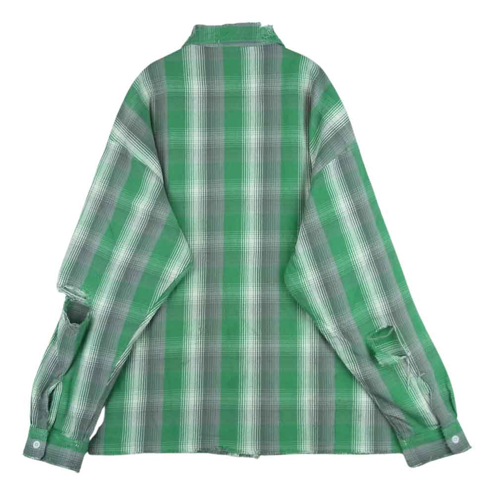 セントマイケル 23SS SM-S23-0000-088 シャーマーアカデミー CHECK FRANNEL SHIRT チェック フランネル 長袖 シャツ ライトグリーン系 グレー系 L【新古品】【未使用】【中古】