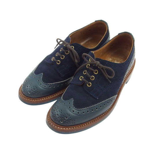 Tricker's トリッカーズ M5095 GRAND GLOBAL別注 スエードコンビ ウイングチップ シューズ コマンドソール ネイビー系 ブラウン系 ダークグリーン系 UK9【中古】