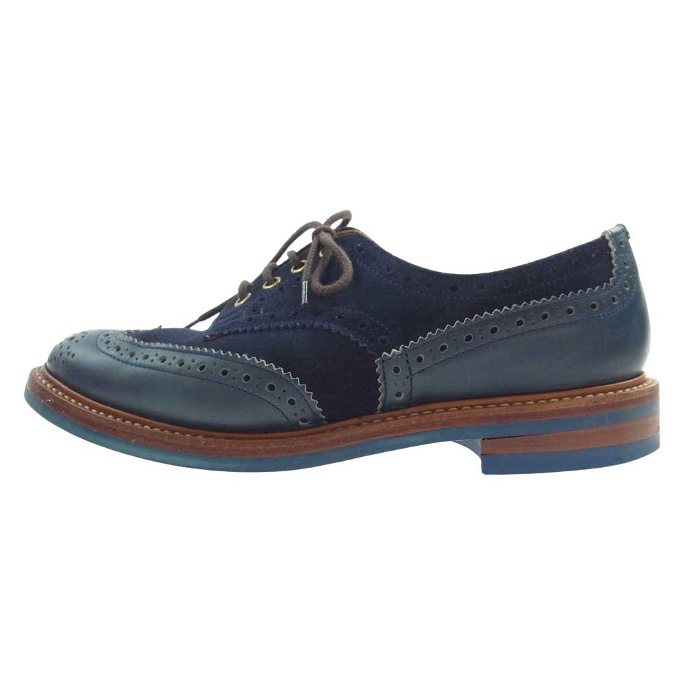 Tricker's トリッカーズ M5095 GRAND GLOBAL別注 スエードコンビ ウイングチップ シューズ コマンドソール ネイビー系 ブラウン系 ダークグリーン系 UK9【中古】