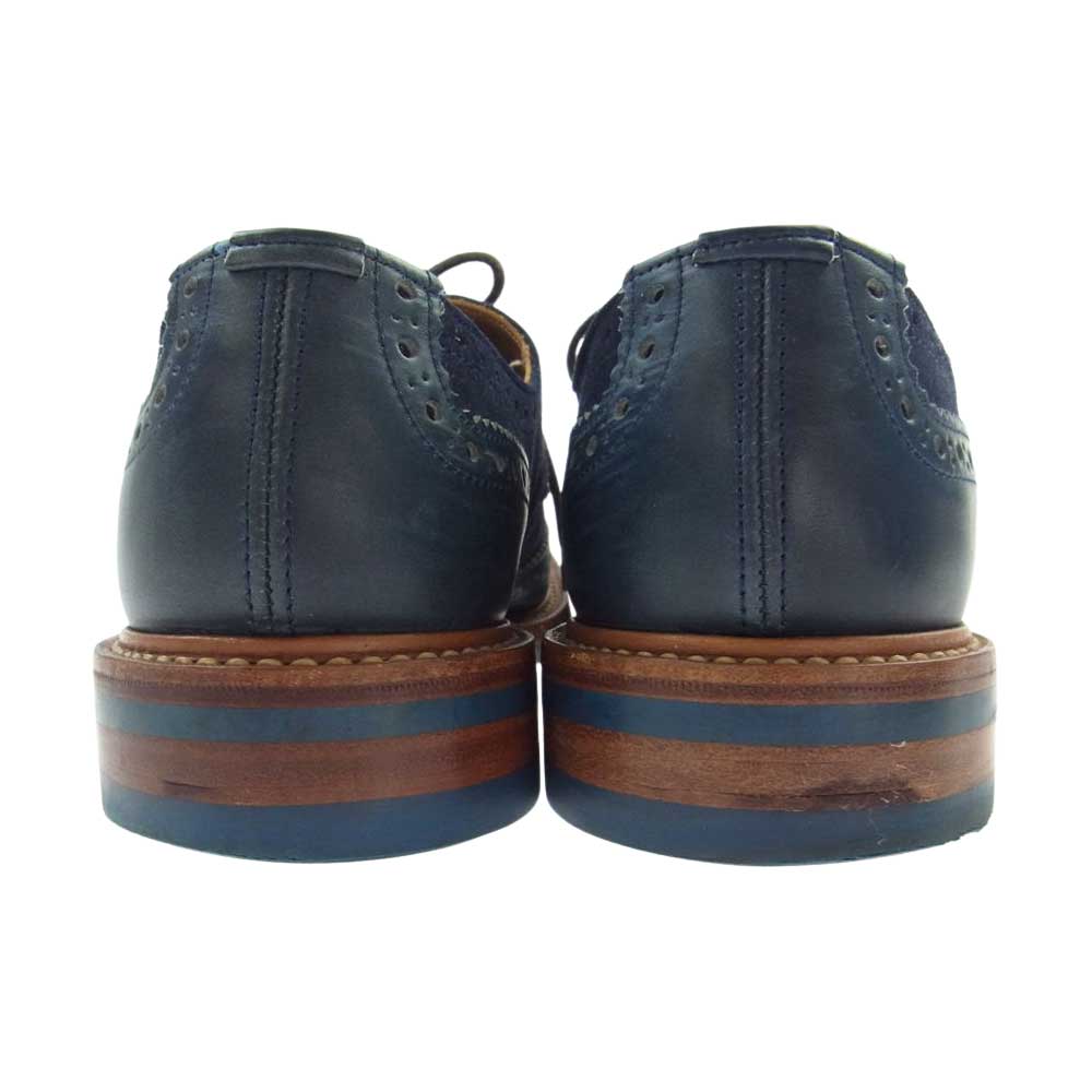 Tricker's トリッカーズ M5095 GRAND GLOBAL別注 スエードコンビ ウイングチップ シューズ コマンドソール ネイビー系 ブラウン系 ダークグリーン系 UK9【中古】