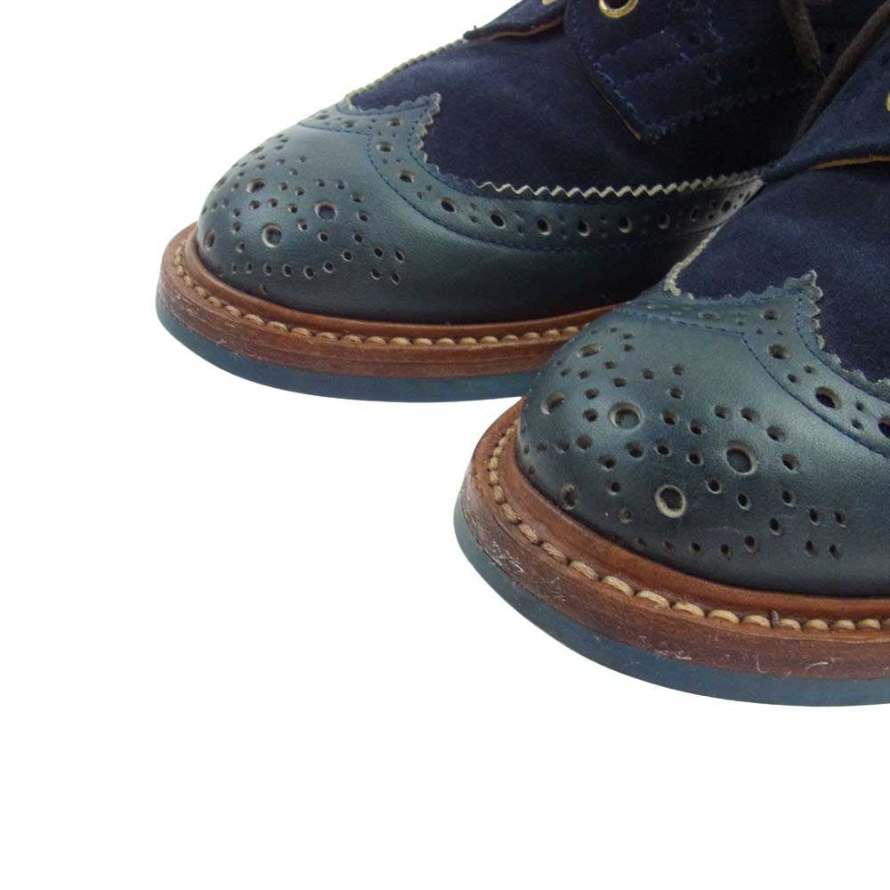 Tricker's トリッカーズ M5095 GRAND GLOBAL別注 スエードコンビ ウイングチップ シューズ コマンドソール ネイビー系 ブラウン系 ダークグリーン系 UK9【中古】