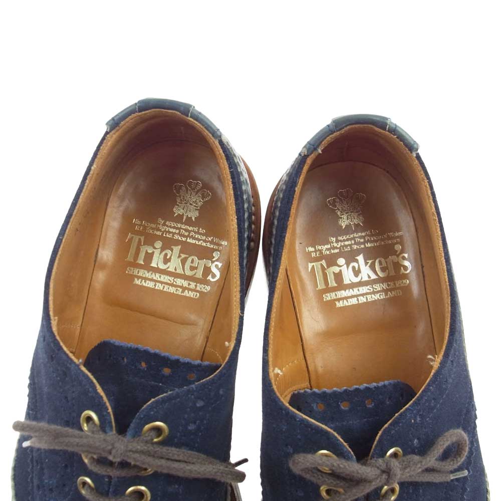 Tricker's トリッカーズ M5095 GRAND GLOBAL別注 スエードコンビ ウイングチップ シューズ コマンドソール ネイビー系 ブラウン系 ダークグリーン系 UK9【中古】