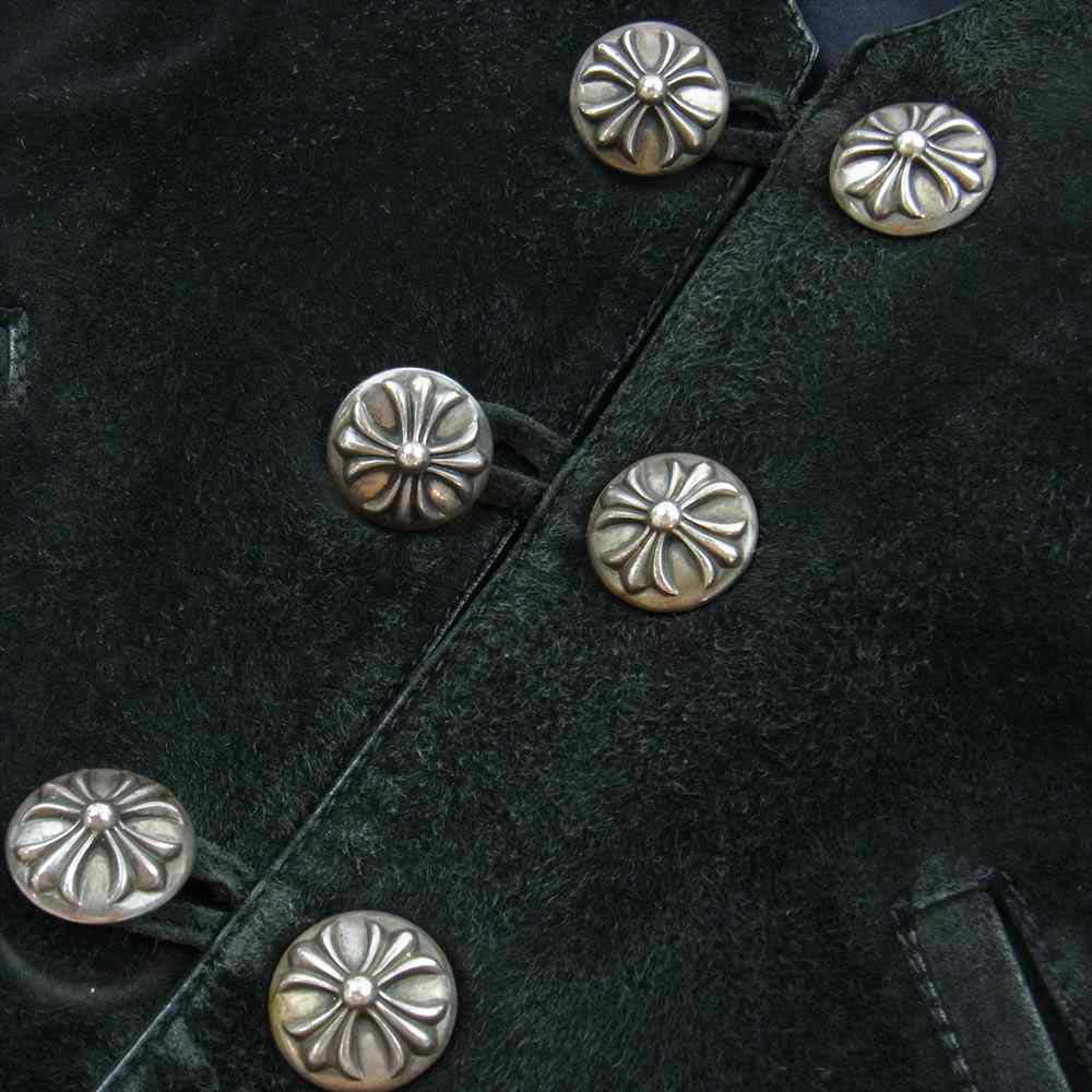 CHROME HEARTS クロムハーツ（原本無） 国内正規品 8B L LNGBCK SUEDE クロスボール ボタン スエード ベスト ブラック系 M【中古】