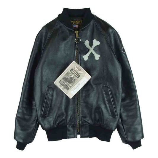 VANSON バンソン 11296Q16 BACKDROP バックドロップ 9TJV with CROSS BONE レザー ブルゾン ジャケット ブラック系 36【中古】