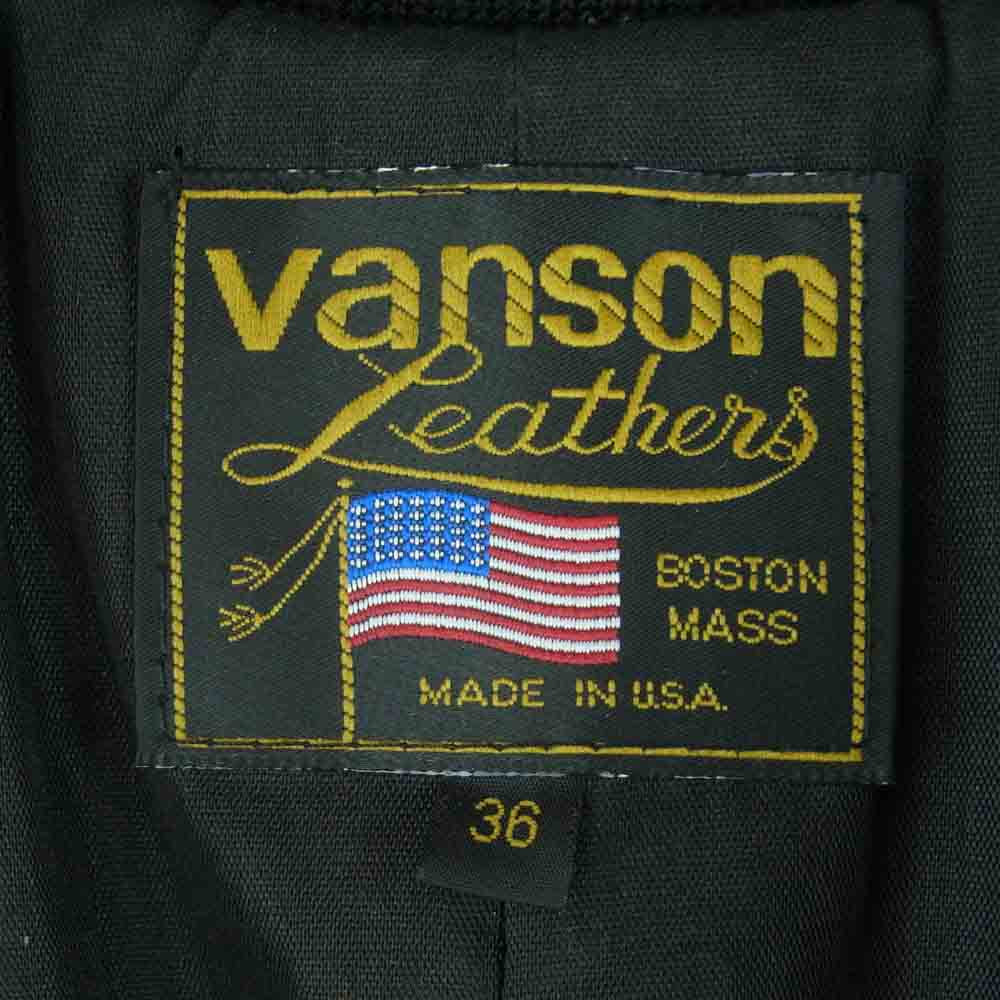 VANSON バンソン 11296Q16 BACKDROP バックドロップ 9TJV with CROSS BONE レザー ブルゾン ジャケット ブラック系 36【中古】