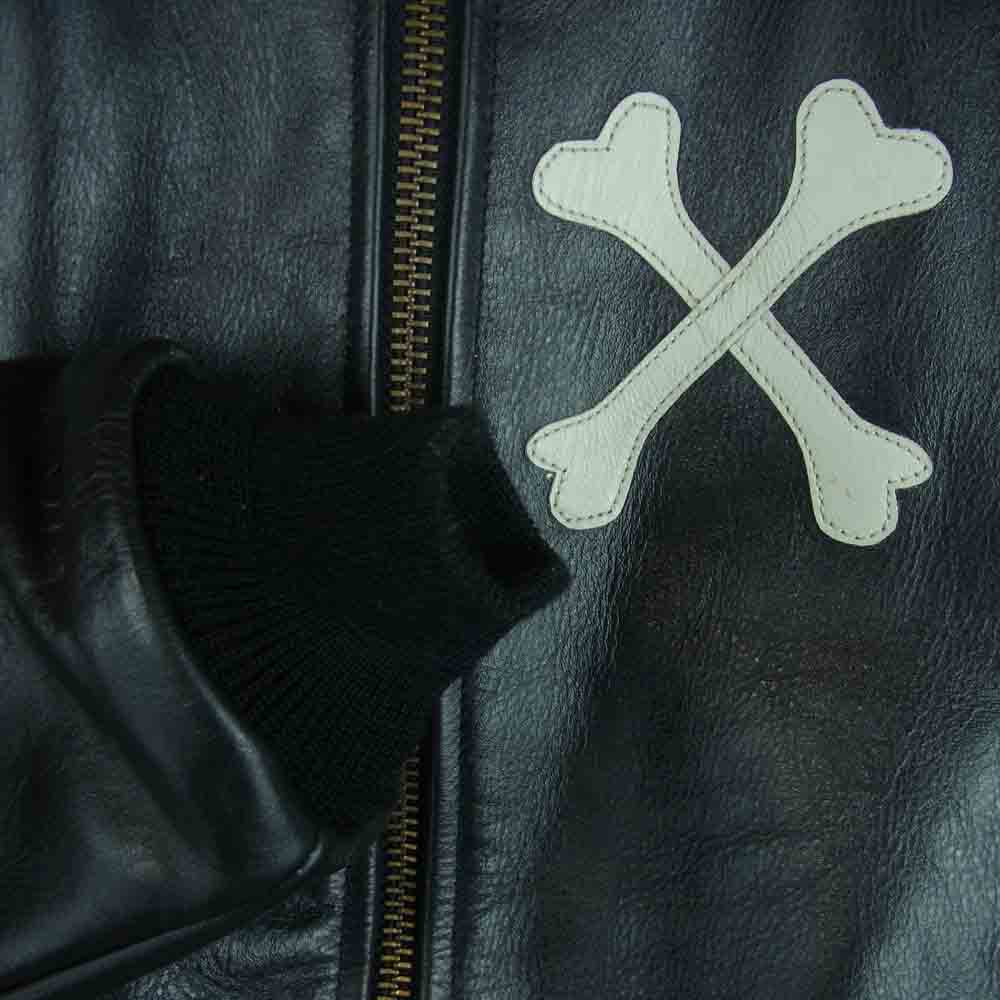 VANSON バンソン 11296Q16 BACKDROP バックドロップ 9TJV with CROSS BONE レザー ブルゾン ジャケット ブラック系 36【中古】