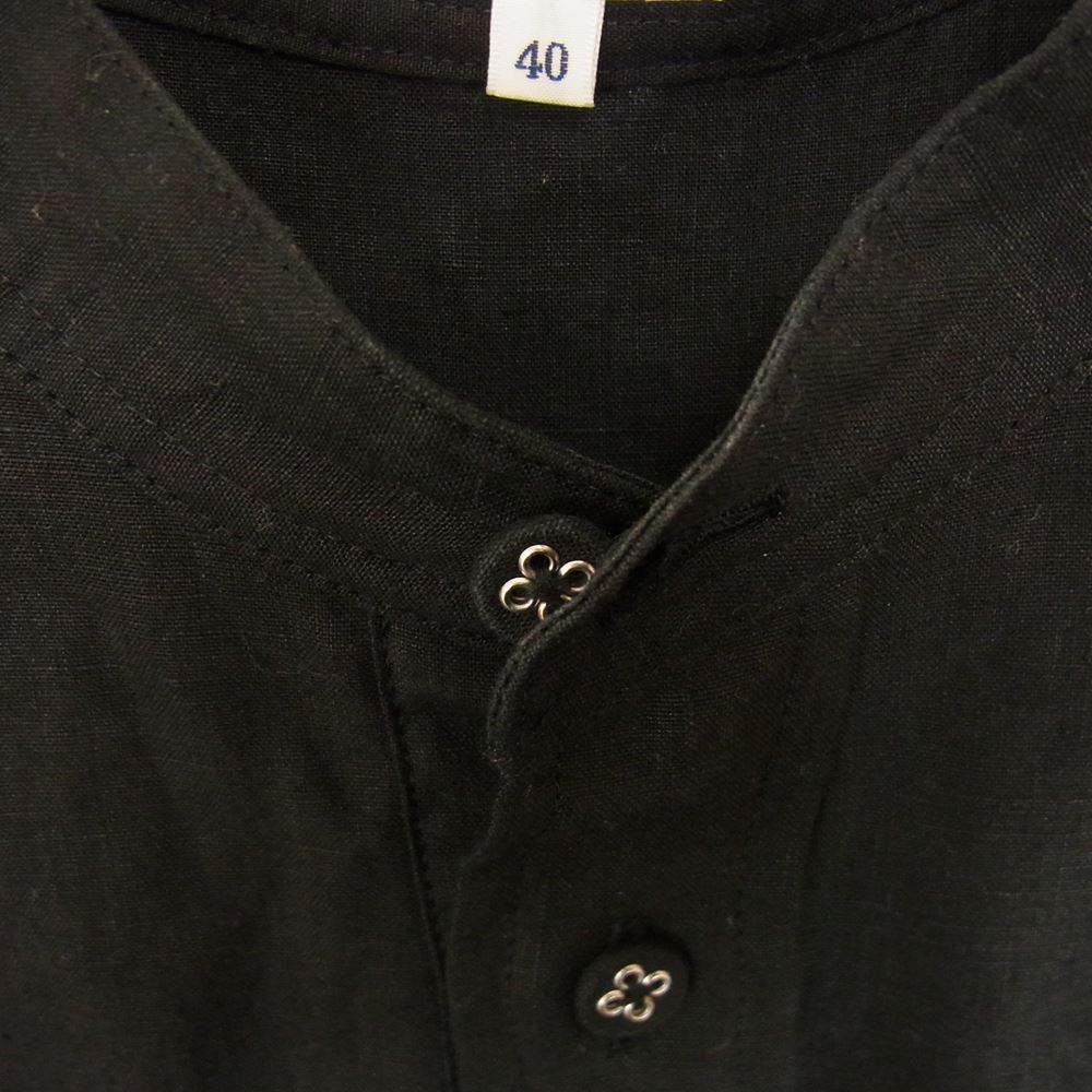 Scye サイ 20SS 1220-31038 Linen Tucked Half Placket Shirt リネン ピンタック プルオーバー 長袖 ブラウス  ブラック系 40【中古】