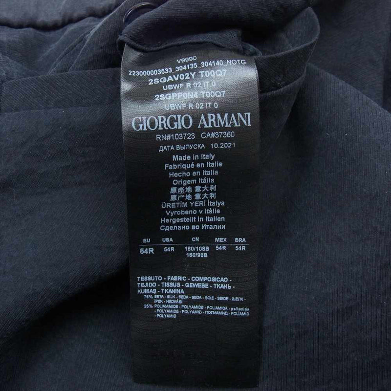 GIORGIO ARMANI ジョルジオアルマーニ 2SGPP0N4 イタリア製 シルク ウエストゴム イージー スラックスパンツ ブラック系  54R【中古】