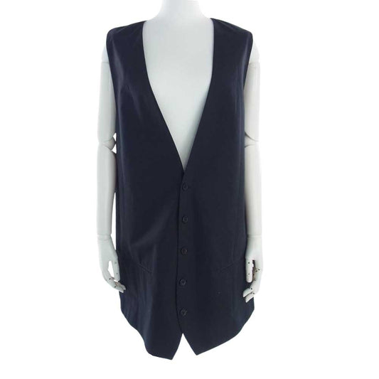ANN DEMEULEMEESTER アンドゥムルメステール 2201-M-WA04-140-099 5B コットン ロング ジレ ベスト ブラック系 54【中古】
