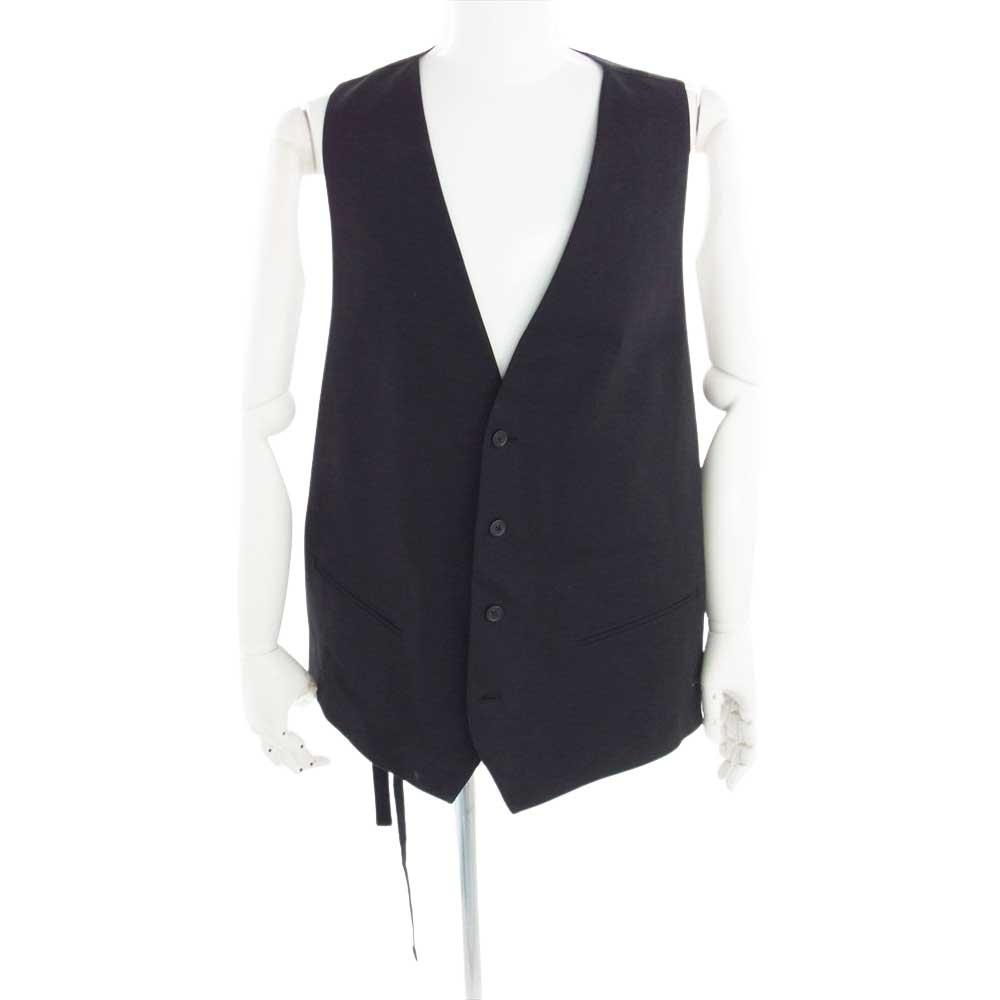 ANN DEMEULEMEESTER アンドゥムルメステール 2201-M-WA01-180-099 SIEN COTTON VEST コットン ロング ベスト ジレ ブラック系 54【美品】【中古】
