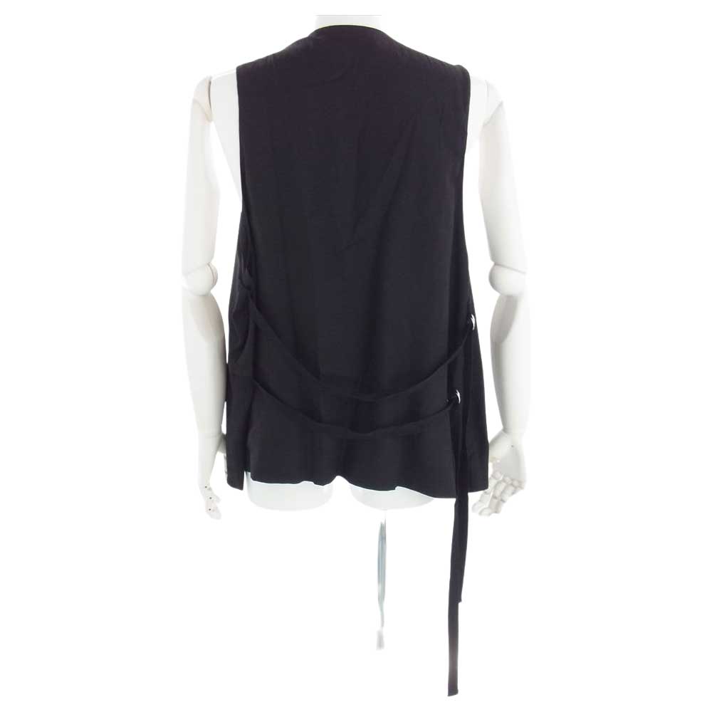 ANN DEMEULEMEESTER アンドゥムルメステール 2201-M-WA01-180-099 SIEN COTTON VEST コットン ロング ベスト ジレ ブラック系 54【美品】【中古】