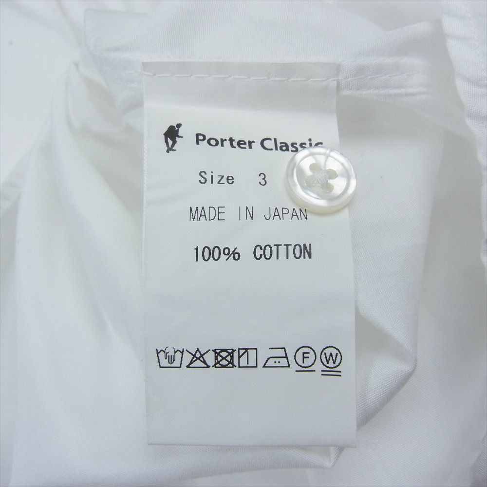 PORTER CLASSIC ポータークラシック ALMO SWISS COTTON STAND COLLAR SHIRT アルモ スイスコットン スタンドカラー 長袖 シャツ ホワイト系 3【美品】【中古】