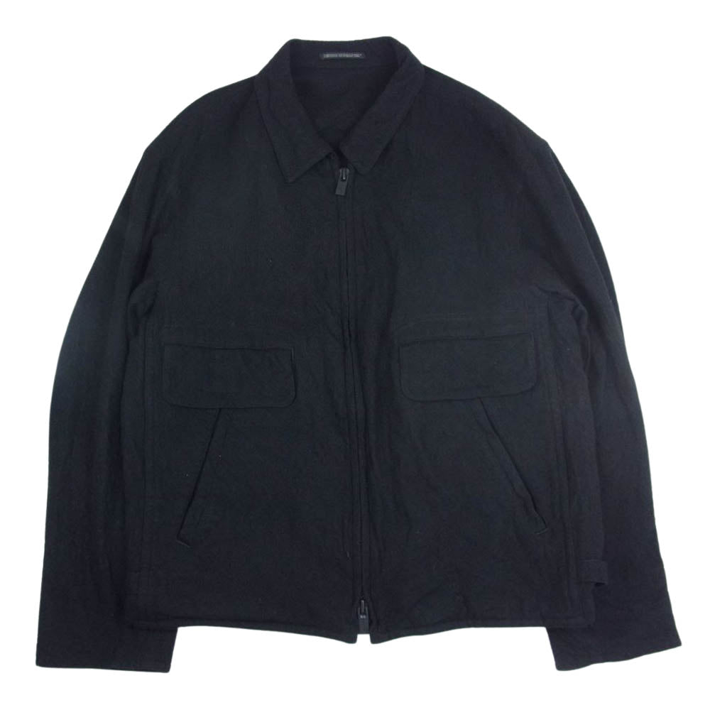 Yohji Yamamoto POUR HOMME ヨウジヤマモトプールオム 22AW HE-Y03-104 FULLING SERGE A-MILLING SINGLE RIDERS 縮絨シワ加工 フリング ウールサージ シングル ライダースジャケット ブラック系 2【美品】【中古】
