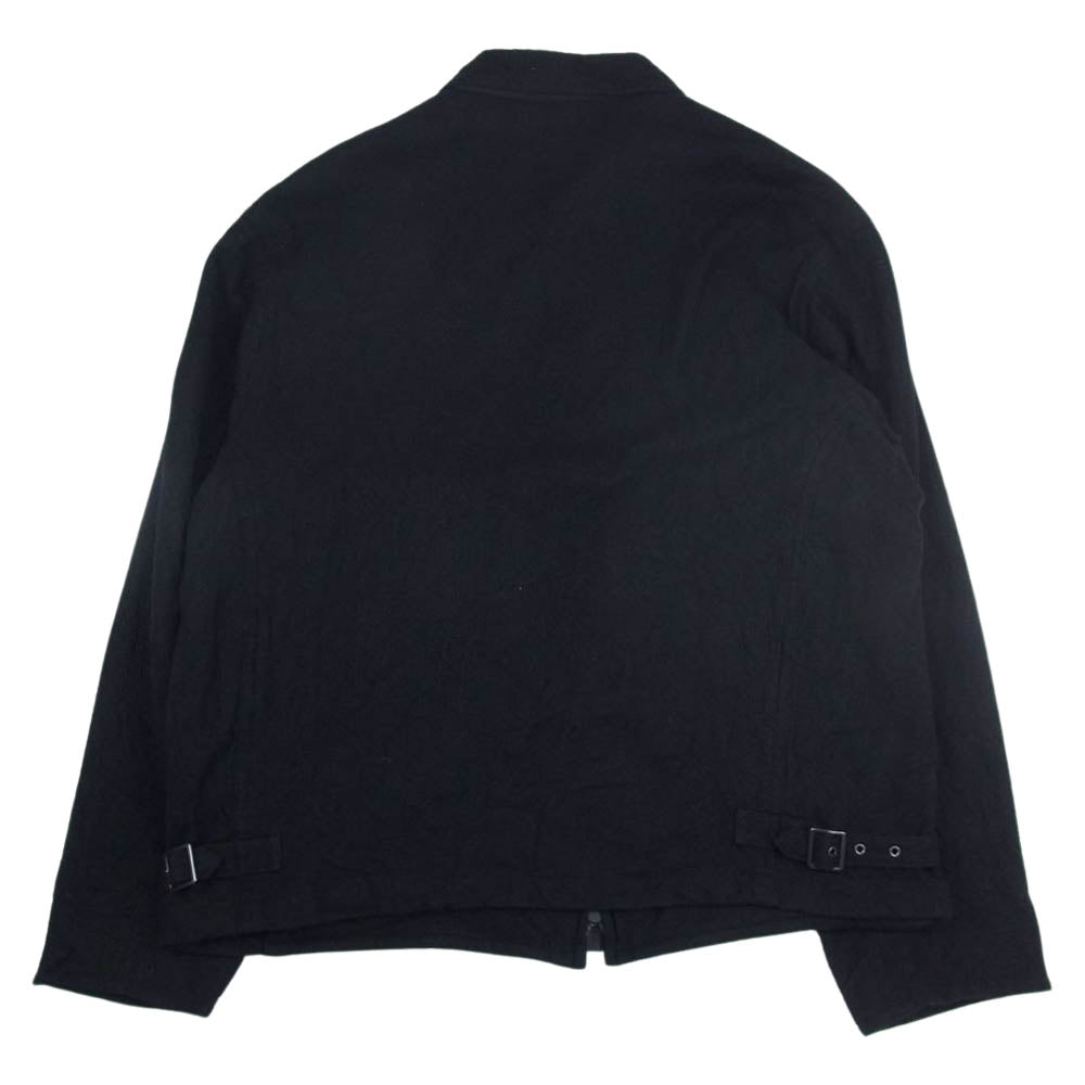 Yohji Yamamoto POUR HOMME ヨウジヤマモトプールオム 22AW HE-Y03-104 FULLING SERGE A-MILLING SINGLE RIDERS 縮絨シワ加工 フリング ウールサージ シングル ライダースジャケット ブラック系 2【美品】【中古】