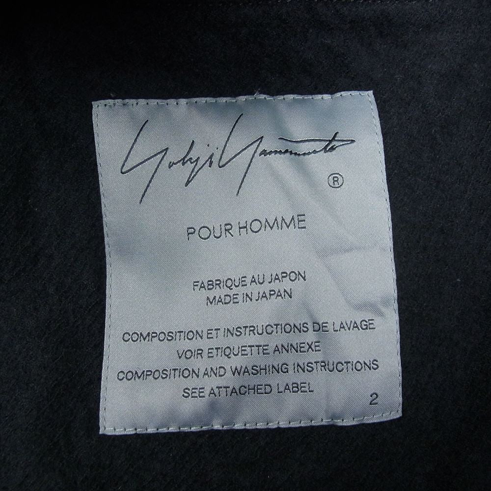 Yohji Yamamoto POUR HOMME ヨウジヤマモトプールオム 22AW HE-Y03-104 FULLING SERGE A-MILLING SINGLE RIDERS 縮絨シワ加工 フリング ウールサージ シングル ライダースジャケット ブラック系 2【美品】【中古】