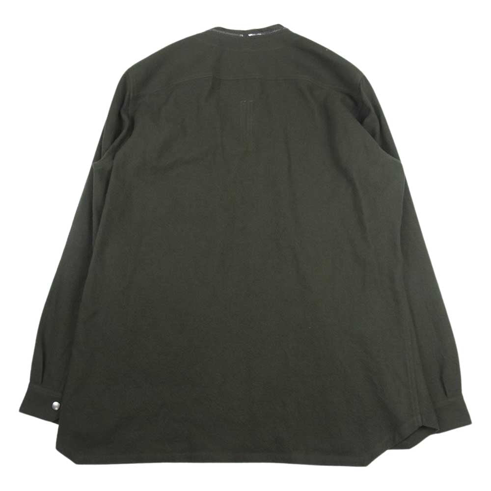 Rick Owens リックオウエンス 22AW RU02B2288-WT STROBE LARRY SHIRT ストロボ ラリーシャツ フルジップ ウール 長袖 シャツ カーキ系 54【美品】【中古】