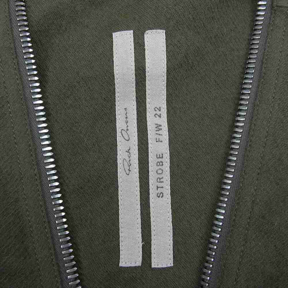 Rick Owens リックオウエンス 22AW RU02B2288-WT STROBE LARRY SHIRT ストロボ ラリーシャツ フルジップ ウール 長袖 シャツ カーキ系 54【美品】【中古】