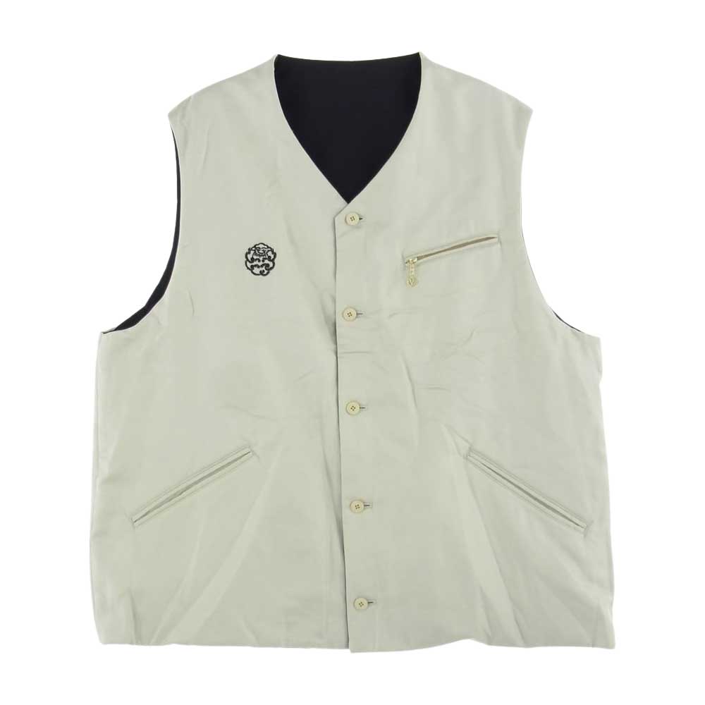VISVIM ビズビム 22AW SPOT 0122405013007 little cloud coffe リトルクラウドコーヒー REVERSIBLE VEST MAWATA SILK リバーシブル シルク ベスト 真綿 絹 オフホワイト系 ブラック系 4【中古】